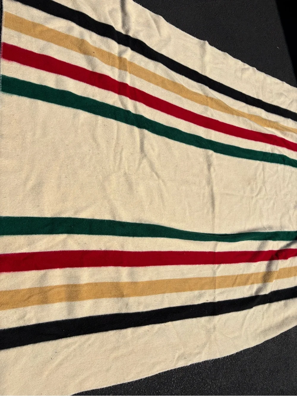 Large Orvis Throw Blanket Striped 105x87” Green Red Yellow Blue Stripes